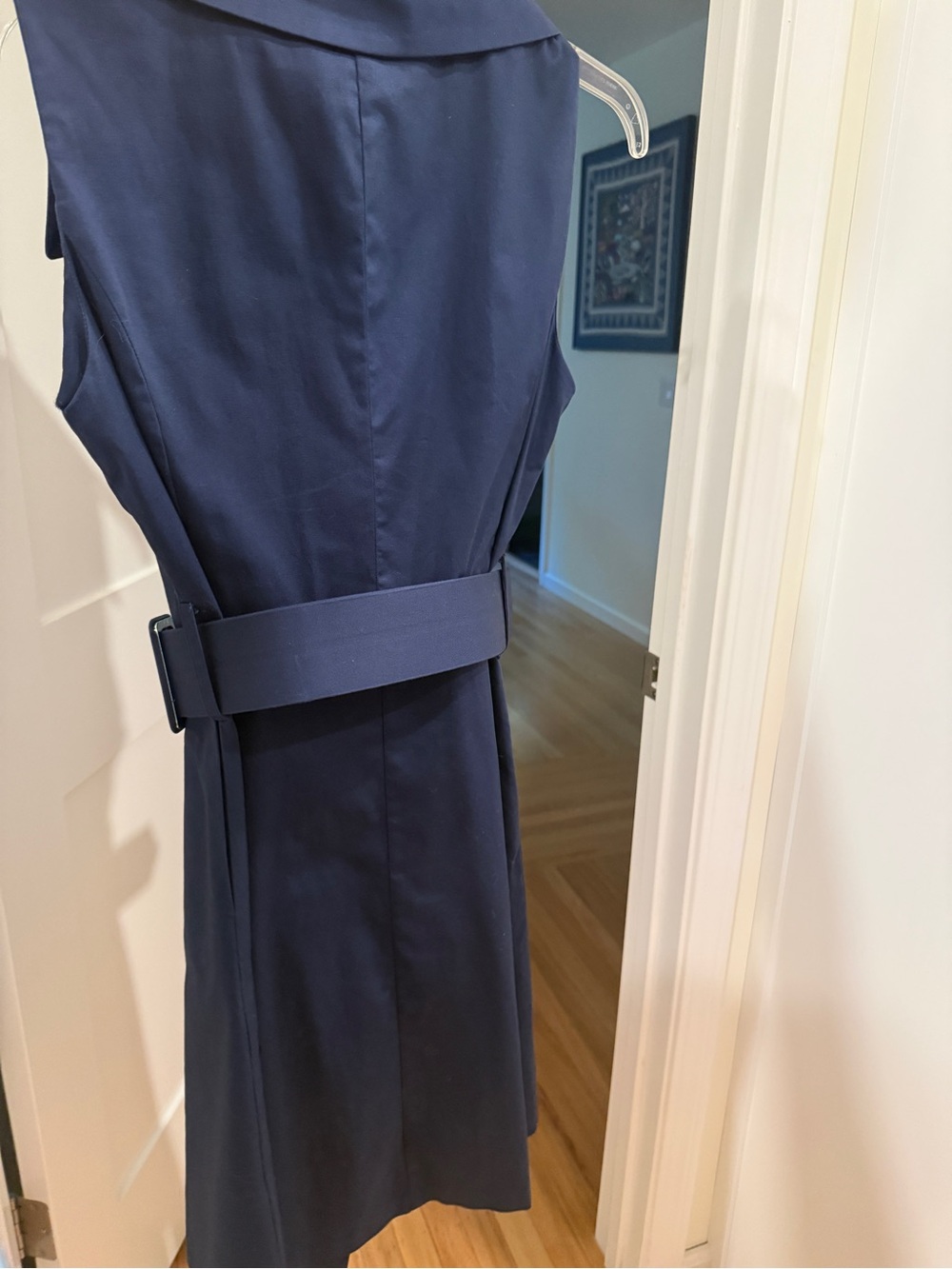 Navy Mariella Rosati Dress Cotton Sz L Belted Wrap Style Made In Italy - Picture 5 of 14
